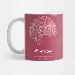 City map in red: Albuquerque New Mexico, USA with retro vintage flair Mug